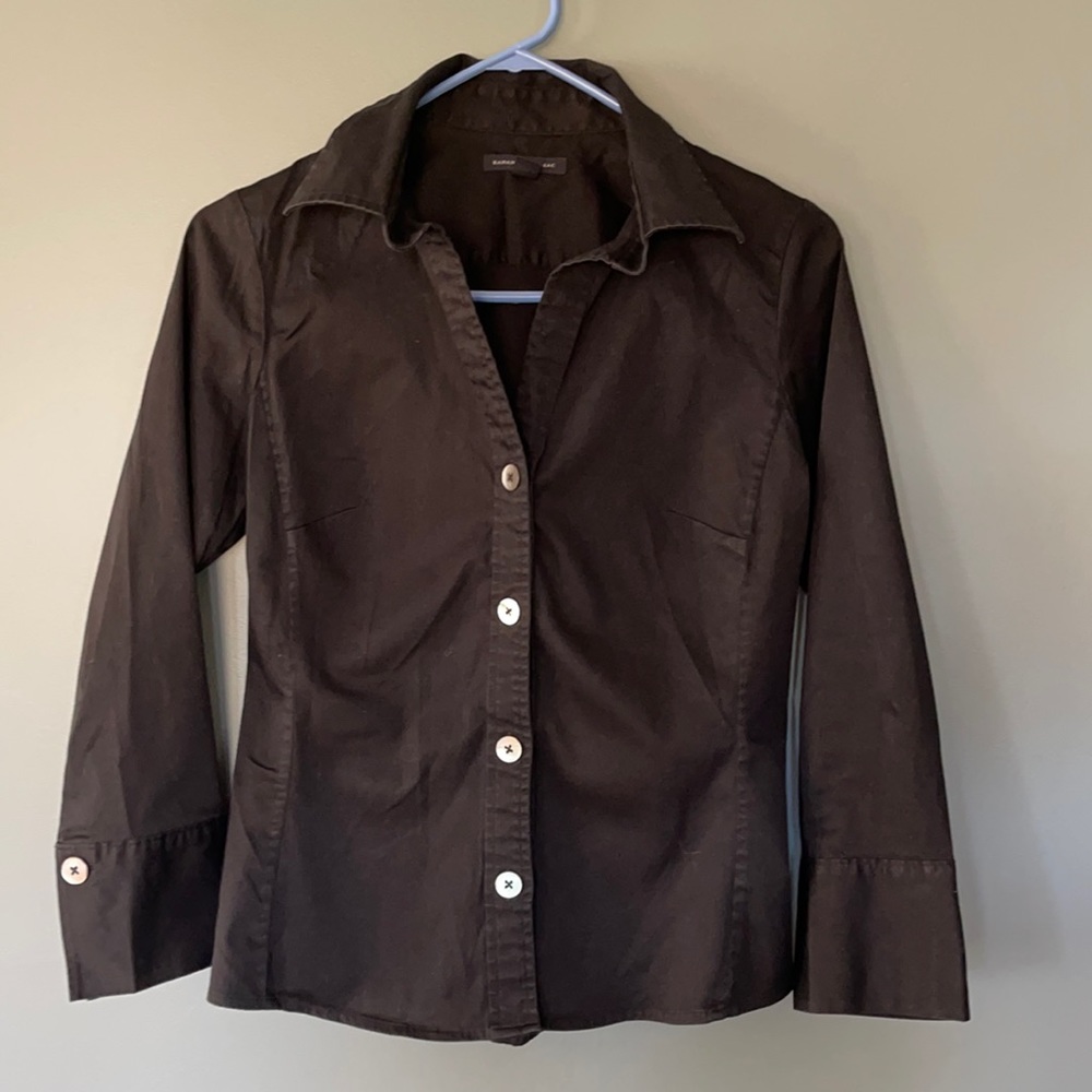 Banana Republic 3/4 sleeve, black button down